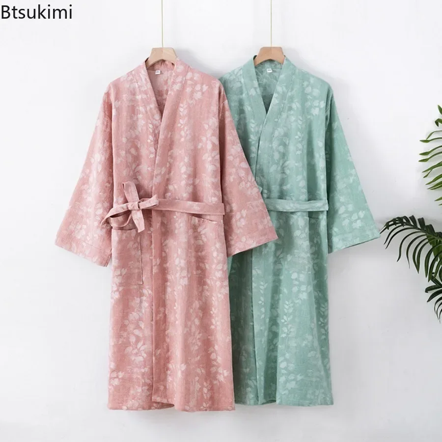Cotton Linen Nightgown Women's Spring and Summer Thin Robes Bathrobes Female Casual Nightgowns Comfortable Breathy Home Robes