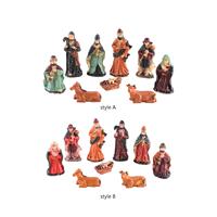 9 Pieces Christmas Nativity Scene Figurine Set Holiday Season Decor Colourful Hand Painted Xmas Statue Ornament Decoration