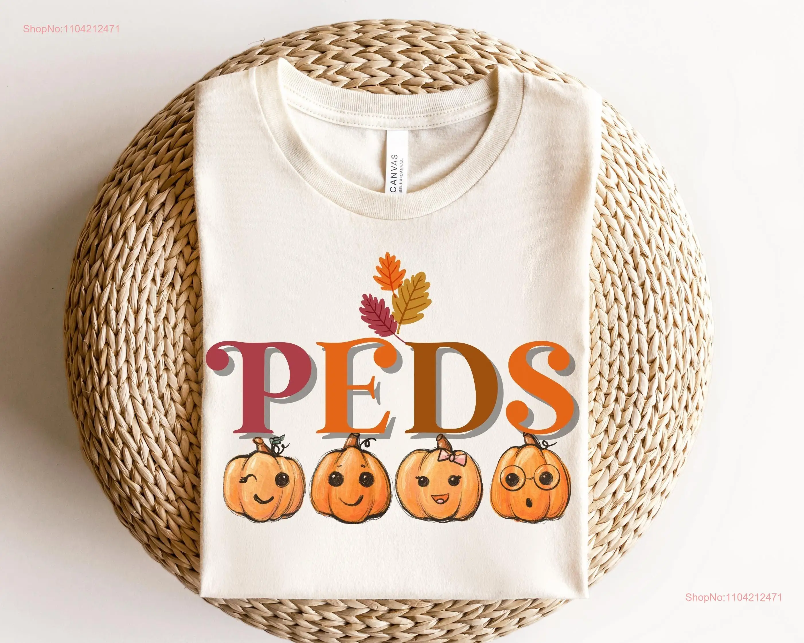 Peds Nurse T Shirt Pediatric Fall Doctor PICU Squad NICU Halloween Pumpkin for RN Pediatrician long or short sleeves