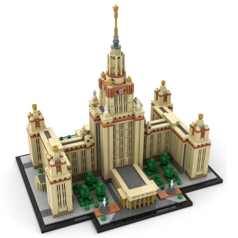 MOC-203389 Building Block Moscow State University Complex 1:800 Scale Model Cityscape Architecture Toys DIY Birthday Gifts