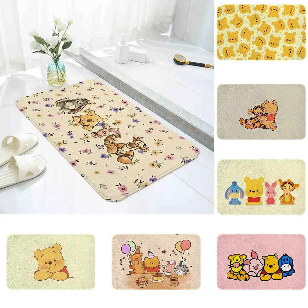 Cute W-Winnie The P-PoohS Kawaii Carpet Bathroom Anti-slip Mat Door Mat Home Decoration Mat Entrance Door Mat Scratch-resistant
