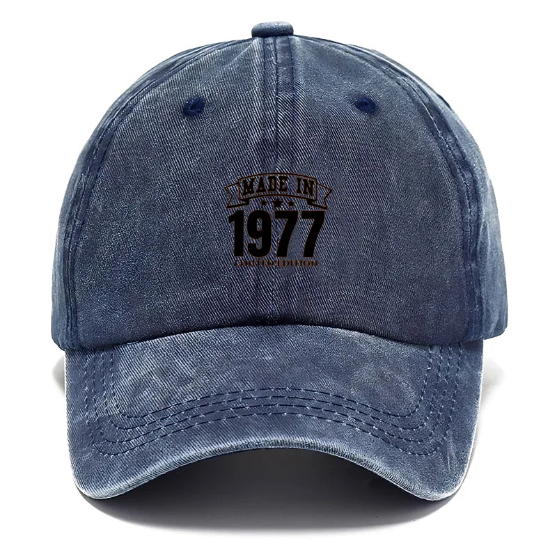 Vintage Washed Cotton Baseball Cap Adjustable Distressed Trucker Hat for Men Women Retro 1977 Limited Edition Cotton Cap Soft