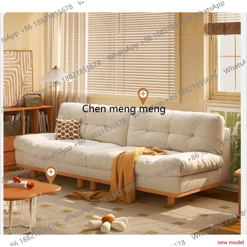 Japanese Cloud Sofa Solid Wood Living Room Minimalist Cream Color Removable Washable Nordic Designer Comfort Bedroomh178