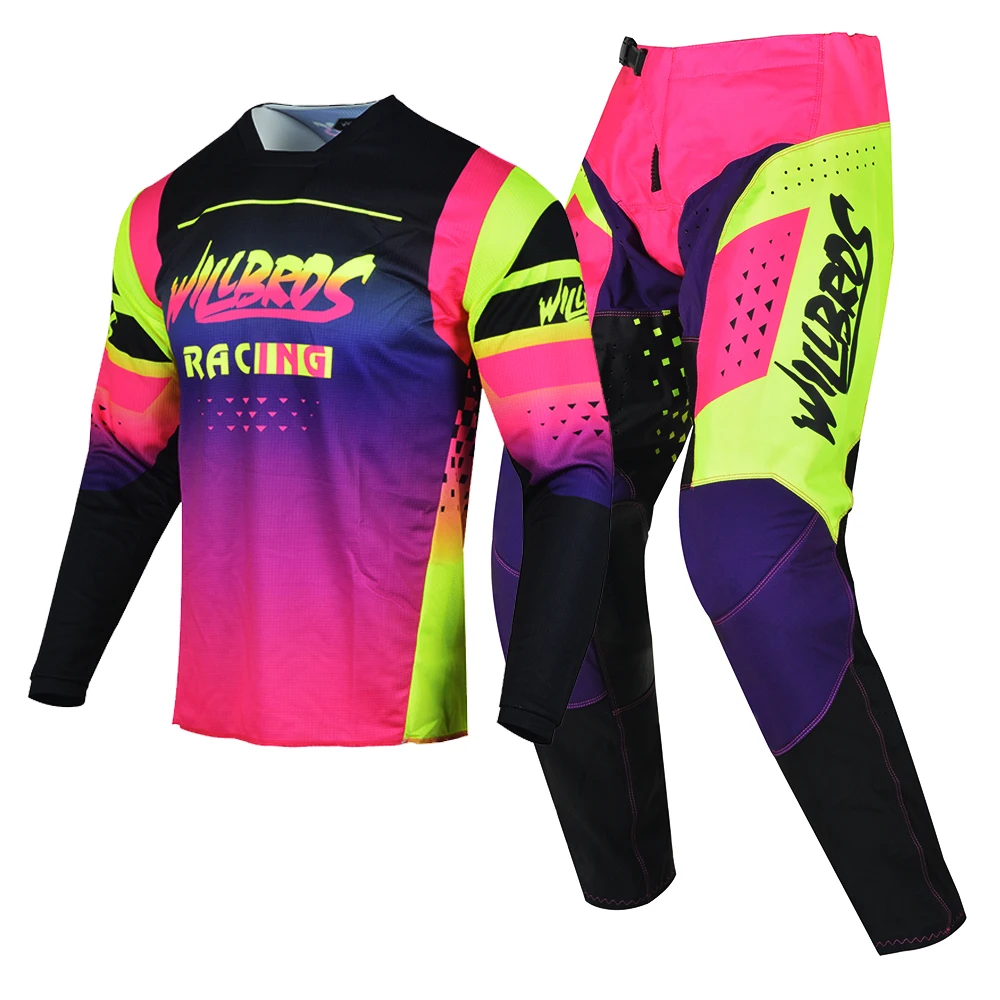 Willbros MX Racing Jersey and Pants Combo Motocross Dirt Bike Offroad Gear Set Riding Enduro MTB Moto For Adult view 2