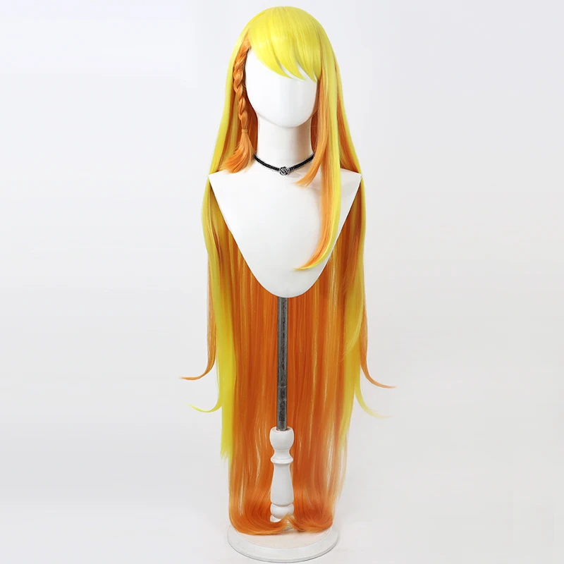 Hijiri Ageha Cosplay Wig Yellow Orange 120cm Heat Resistant Synthetic Hair Halloween Party Role Play Carnival + Free Wig Cap