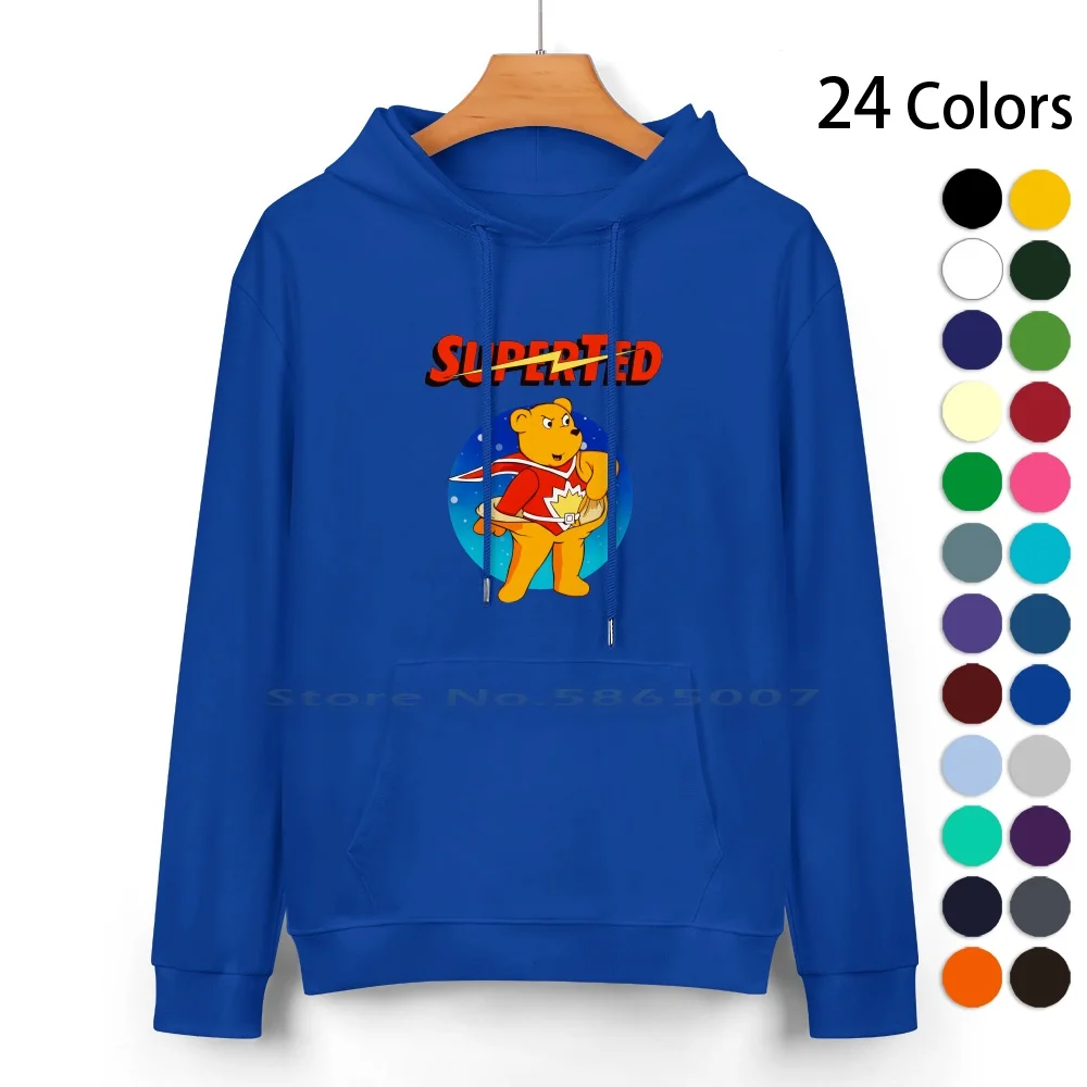 Superted The Retro Teddy Bear Pure Cotton Hoodie Sweater 24 Colors Spotty Superted Super Ted Teddy Bear Plushy Cartoons 80s