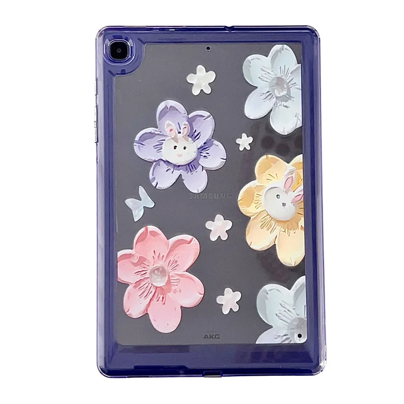 For Samsung Galaxy Tab S6 Lite Case SM-P610 P615 10.4 Soft TPU Shockproof Back Cover Oil Painting Flowers Protective Shell+Gift