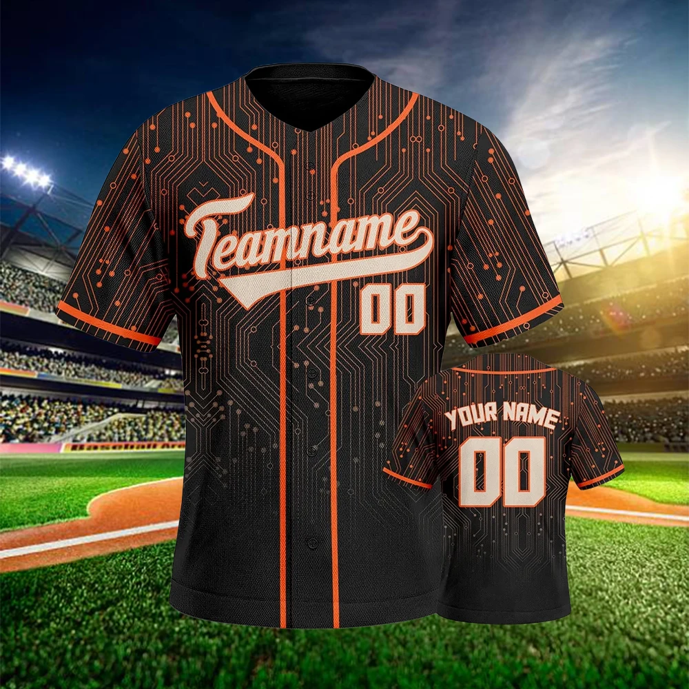 Custom Baseball Jersey Orange Black Personalized Baseball Shirt Print Name Number Uniforms Men Women Youth Kids Breathable Tops