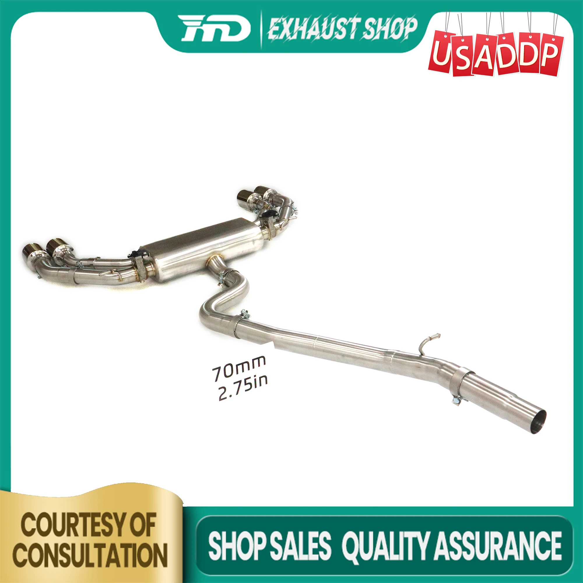 

﻿ Catback for Volkswagen Tiguan AWD 2.0T Exhaust system Stainless steel Electronic valves Muffler Tips Easy installation