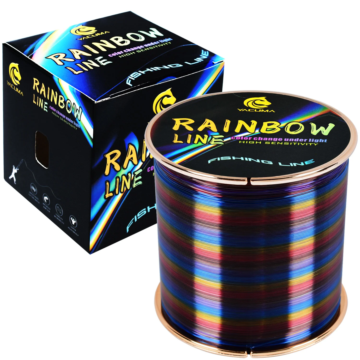 YACUMA 333/552YDS Premium Regenbogen-Nylon-Monofilament-Angelschnur 5,7LB-36,3LB Stärke Ultra-Sensitiv Geeignet für Alle Angler – Detail 12