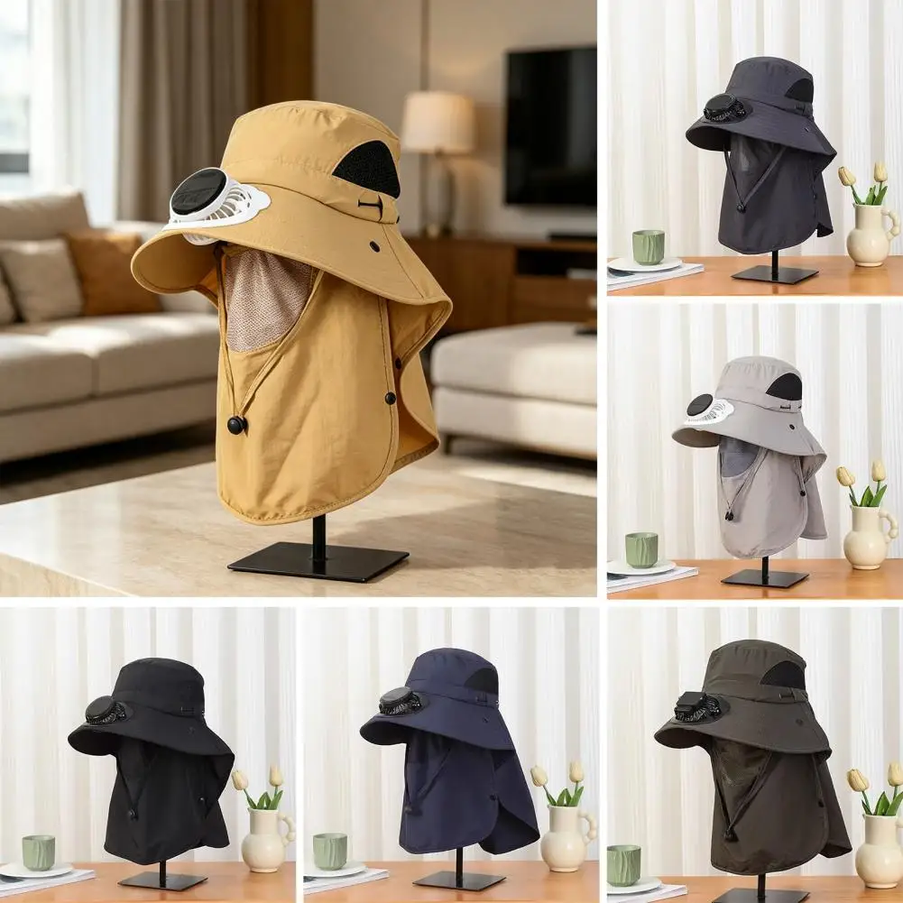 

Ultra-Cool Solar Powered Fan Hat With Neck Flap Breathable Wide Brim Sun Protection Cap For Outdoor Hiking Fishing Camping