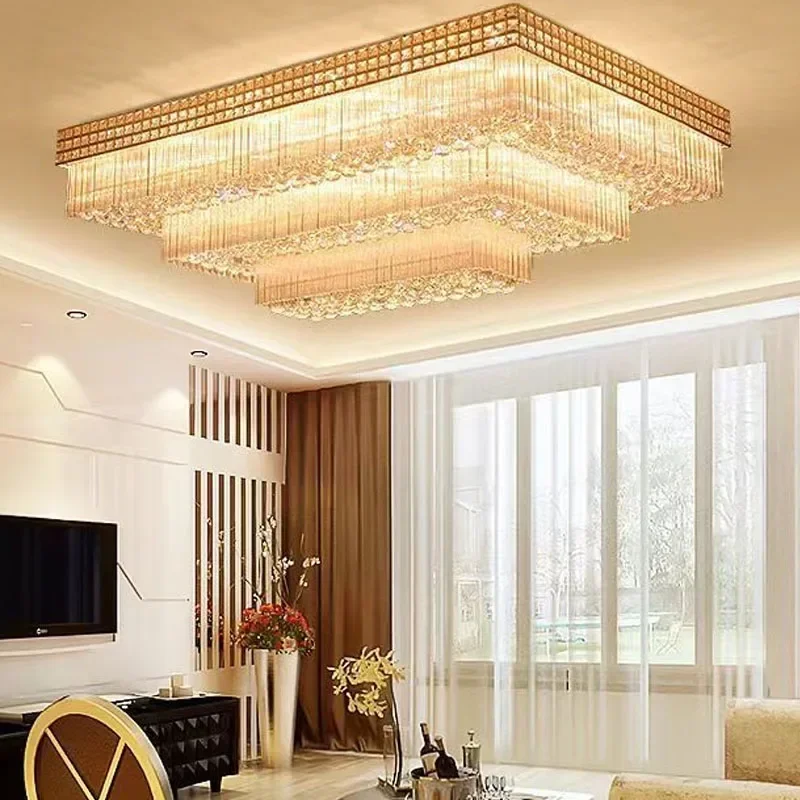 Manufacturers Wholesale Chandelier Lamp Suspend Lobby Gold Hanging Rectangular Living Room Bedroom Restaurant Led Ceiling Lights