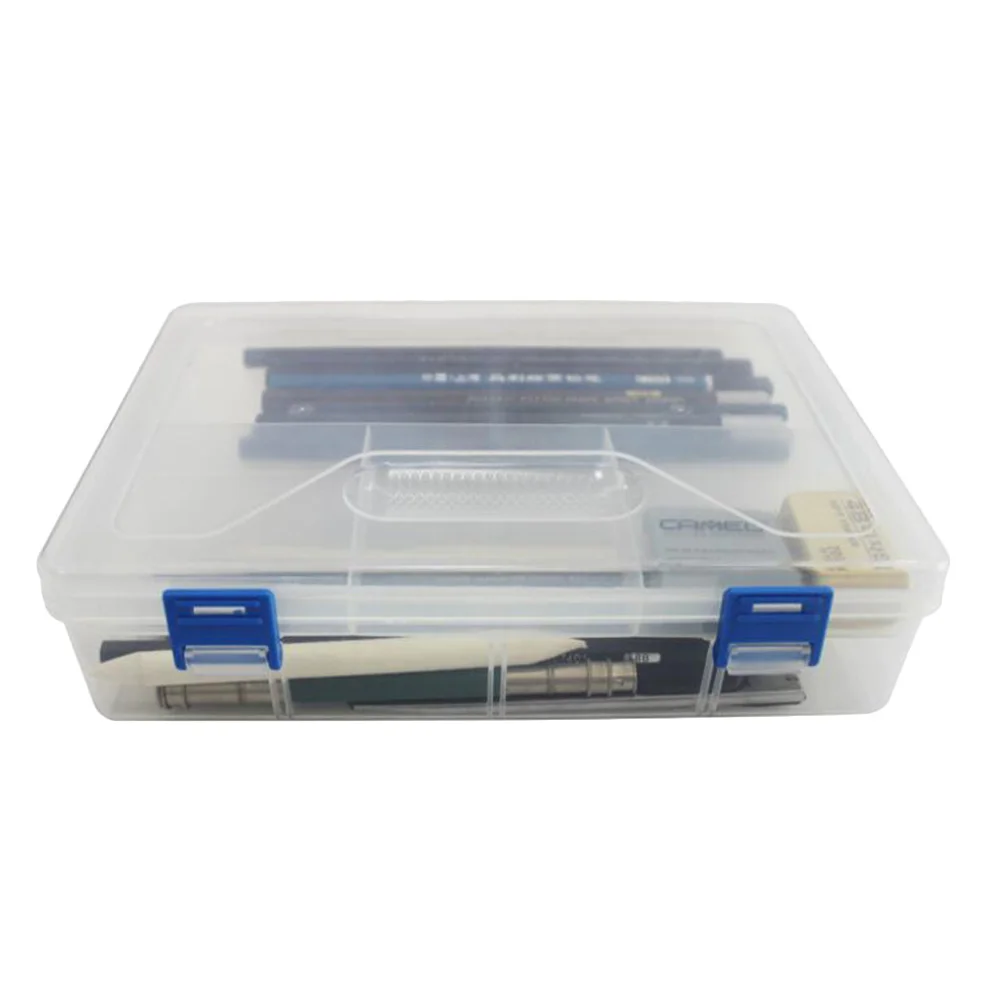 

1Pcs Pencil Case Premium Transparent Plastic Double Layer Lightweight Tear Resistant Stationery Box for Art Design Students