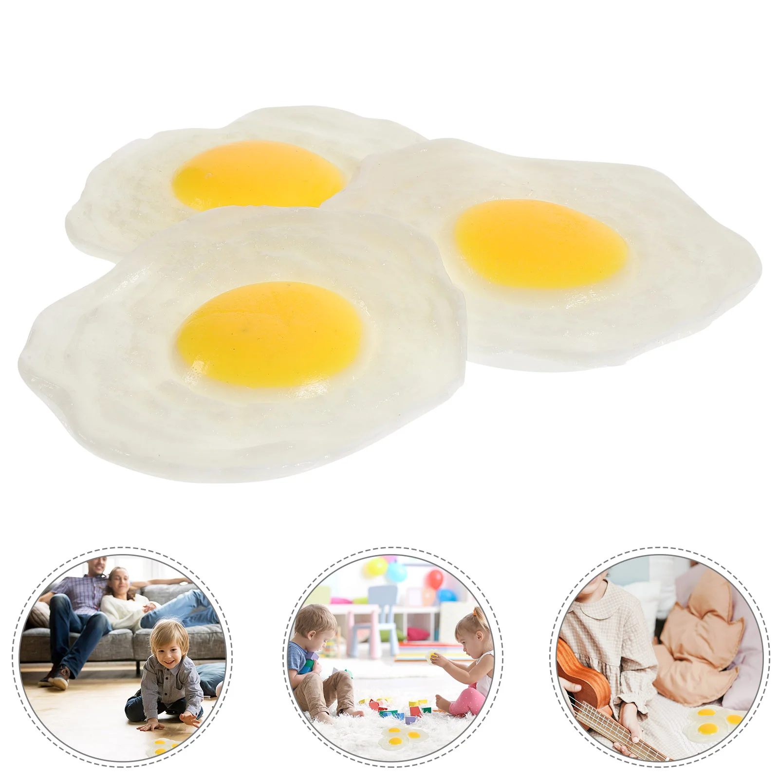 3 Pcs Artificial Child Toy Infant Toys Fried Egg Decompression Plaything