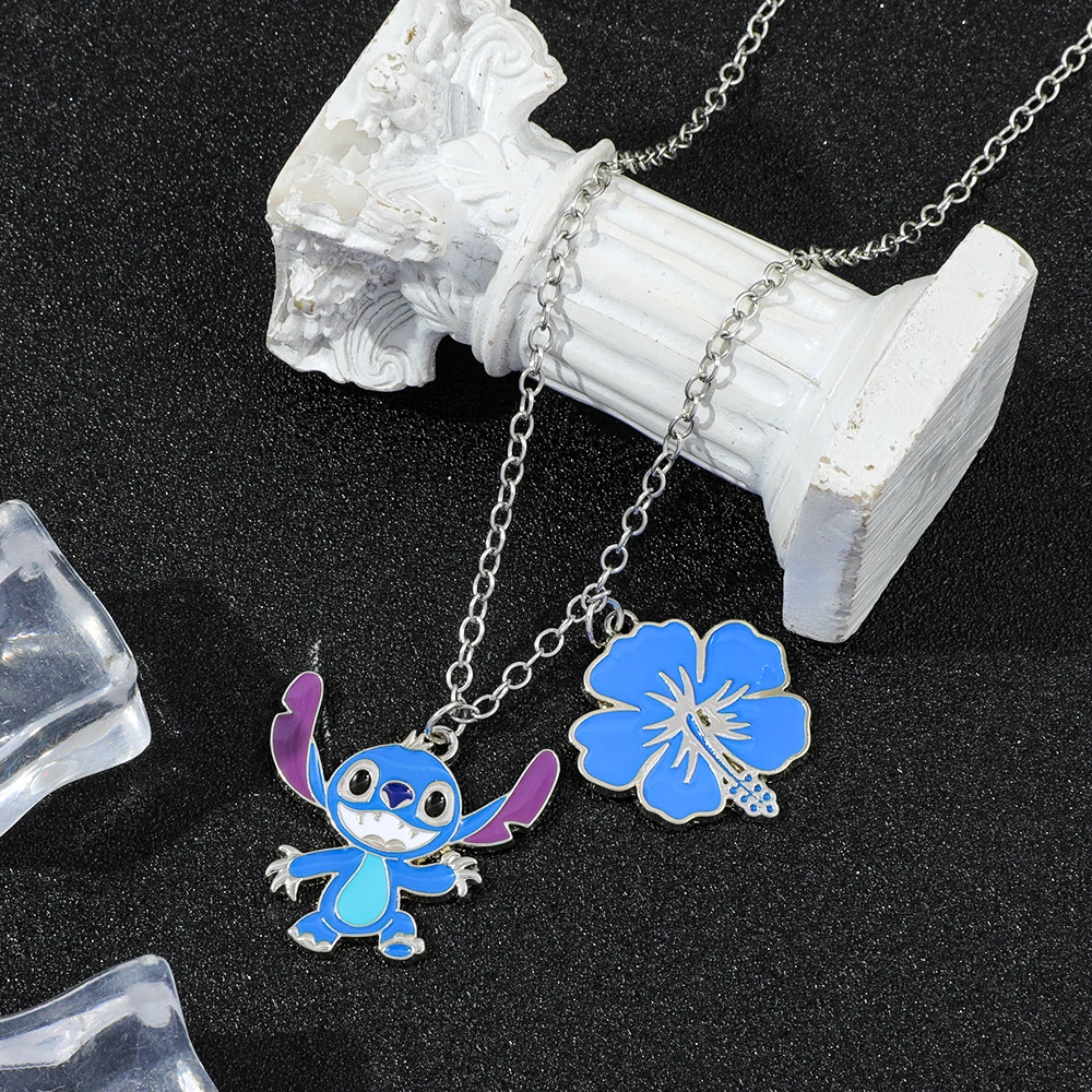 قلادة شخصية ديزني ليلو آند ستيتش أنمي - إكسسوار مجوهرات رائع ولطيف للفتيات والفتيان هدية عصرية #2
