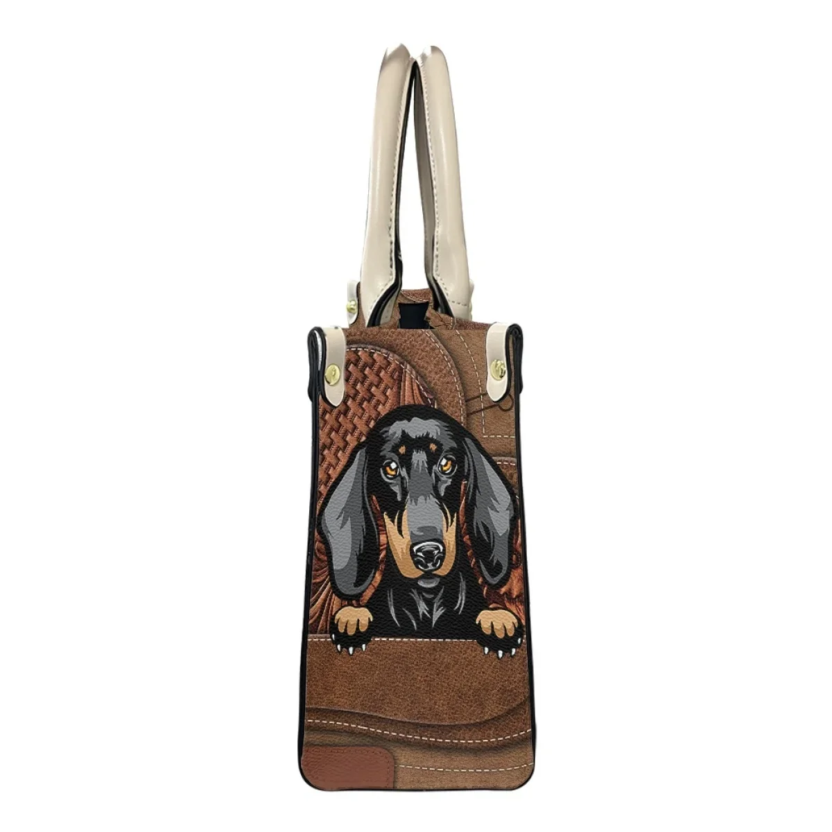 Tas bahu kulit untuk wanita unik lucu Dachshund gambar anjing tas tangan kasual tas Totes mewah bermerek desain