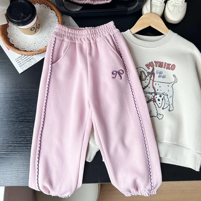 

Girls Pants 2025 Autumn Winter Sprots Pants for Kids Casual Children Trousers Lace Toddler Sweatpants Baby Outfits Clothing