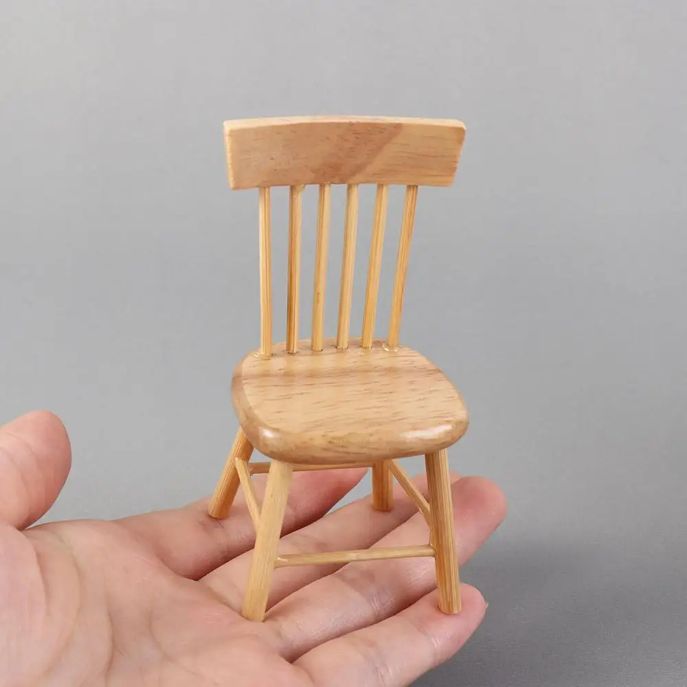 Table à manger l'inventaire en bois, modèle noir et blanc, mini chaises, meubles de maison de course, accessoires de maison de beurre, mignon, jeu de simulation, 1:12