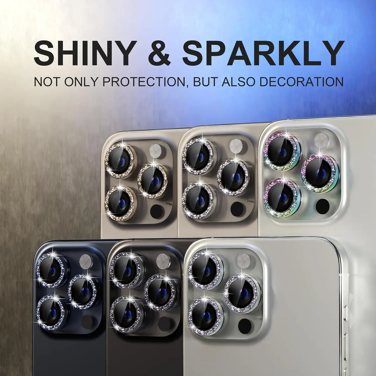 For iPhone 17 Pro Max 17Air 17Pro 14 15 16 ProMax Plus Glitter Diamond Camera Lens Protector Glass Protection Accessories