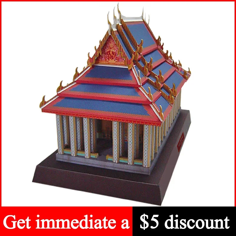 Thaïlande Temple de l'émeraude 3D Papier Modèle Maison Papercraft DIY Art Origami Bâtiment Adolescents Adultes Artisanat Fait Main Jouets QD-194