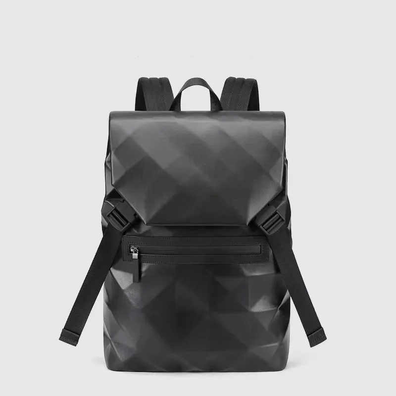 Fashion Design Men\'s Backpack 15.6 Inch Laptop Bags Rhombus Embossed Large Capacity Travel Backpack Men School Bag Bookbags