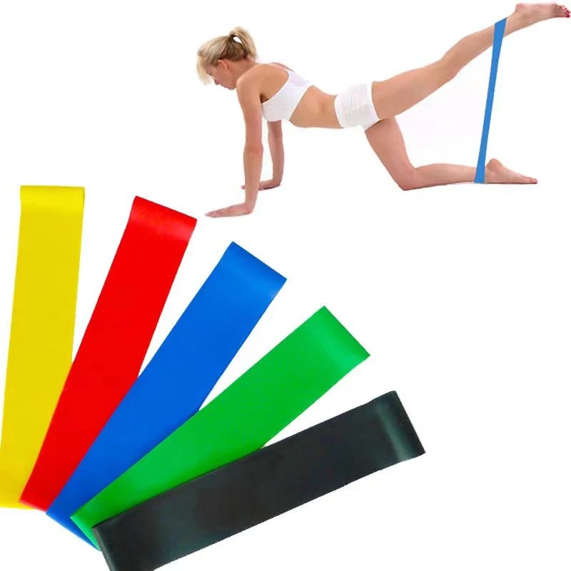 Lot de 5 bandes élastiques de fitness TPE, pour yoga et musculation, anneau pour les jambes et les hanches