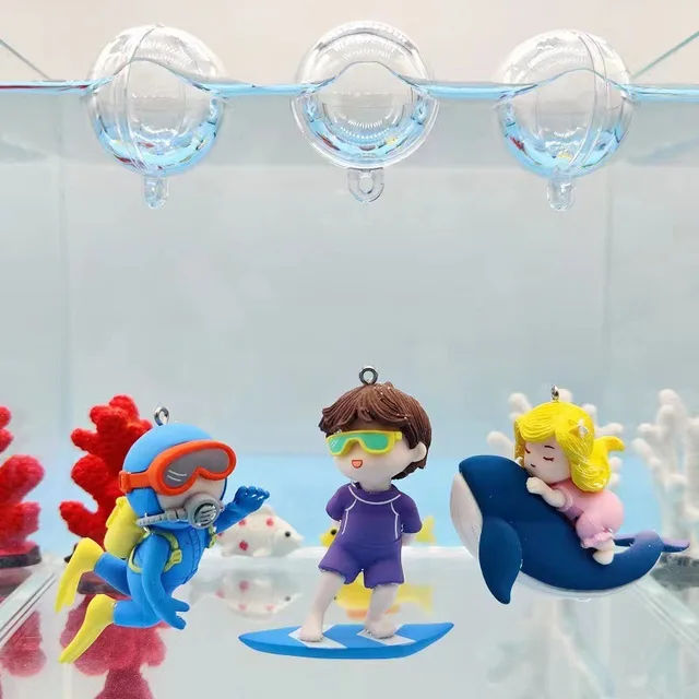 Mini akwarium pływające akcesoria dekoracyjne śliczny nurek Surf Boy wieloryb dziewczyna Anime rysunek dekoracja akwarium ozdoba krajobrazowa