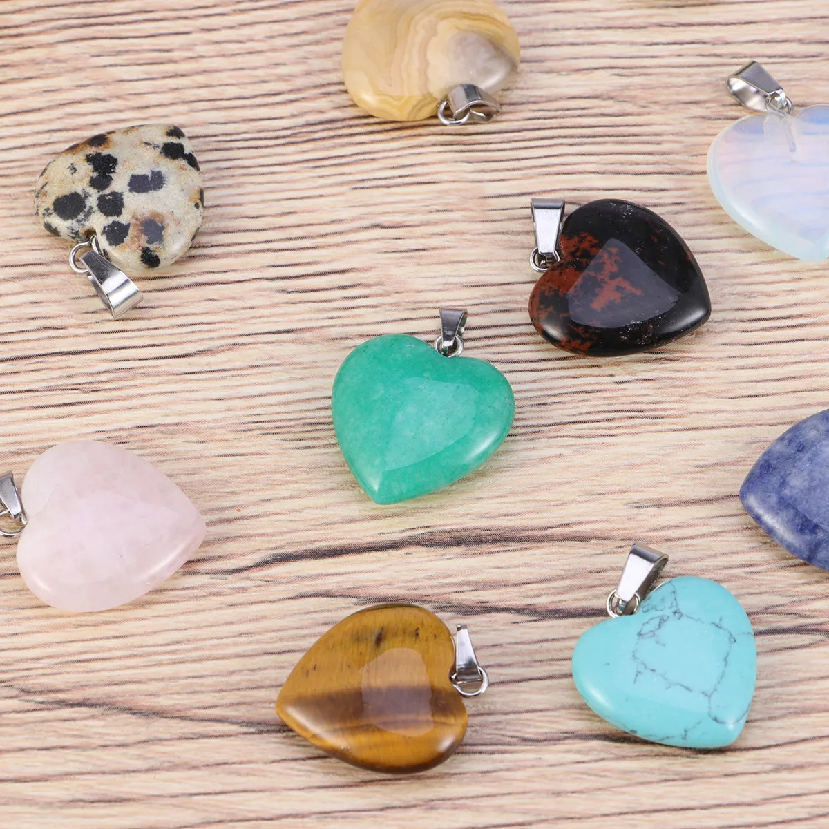 

10Pcs Heart Shape Stone Pendants 20Mm Smooth Polished Artificial Gemstone Charms for DIY Necklace Bracelet Keychain Jewelry