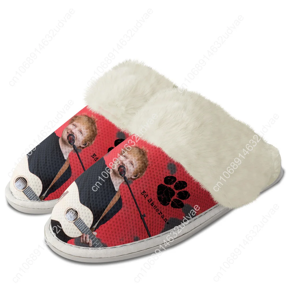 Ed Sheeran Plush Slippers Keep Warm Shoes Mens Womens Home Cotton Bedroom Customized Thermal Lightweight Slipper DIY