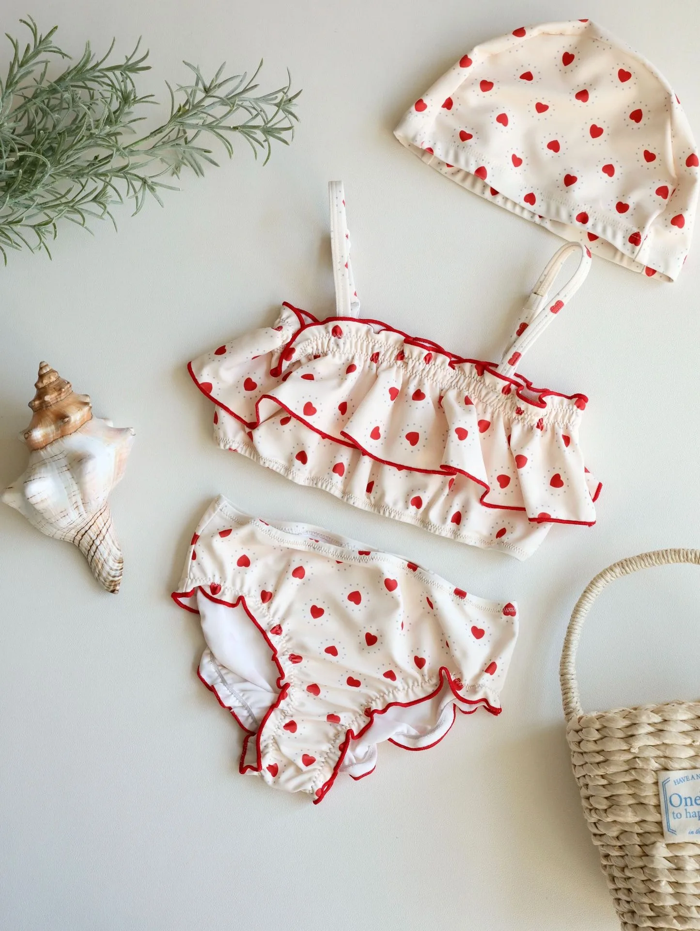 2026 New Girls Swimsuit Heart Printed Ruffle Bikinis Set Children Swimming Suit maillot de bain enfant fille Banadores image 6