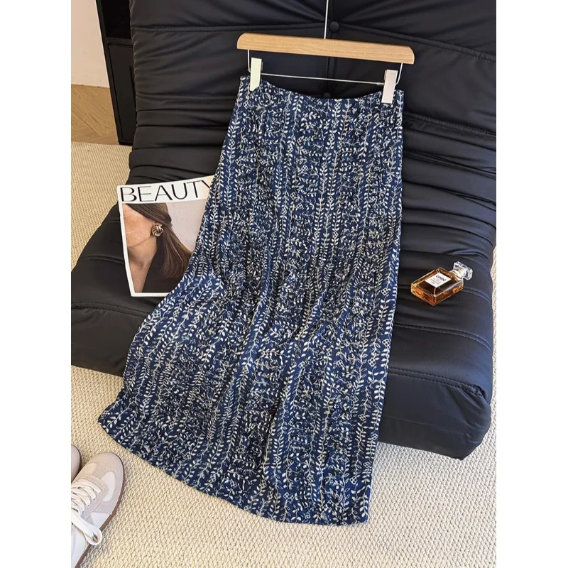 

Элегантная женская льняная юбка миди с завышенной талией, летняя, с цветочным принтом, удобная, для повседневной носки, средней посадки