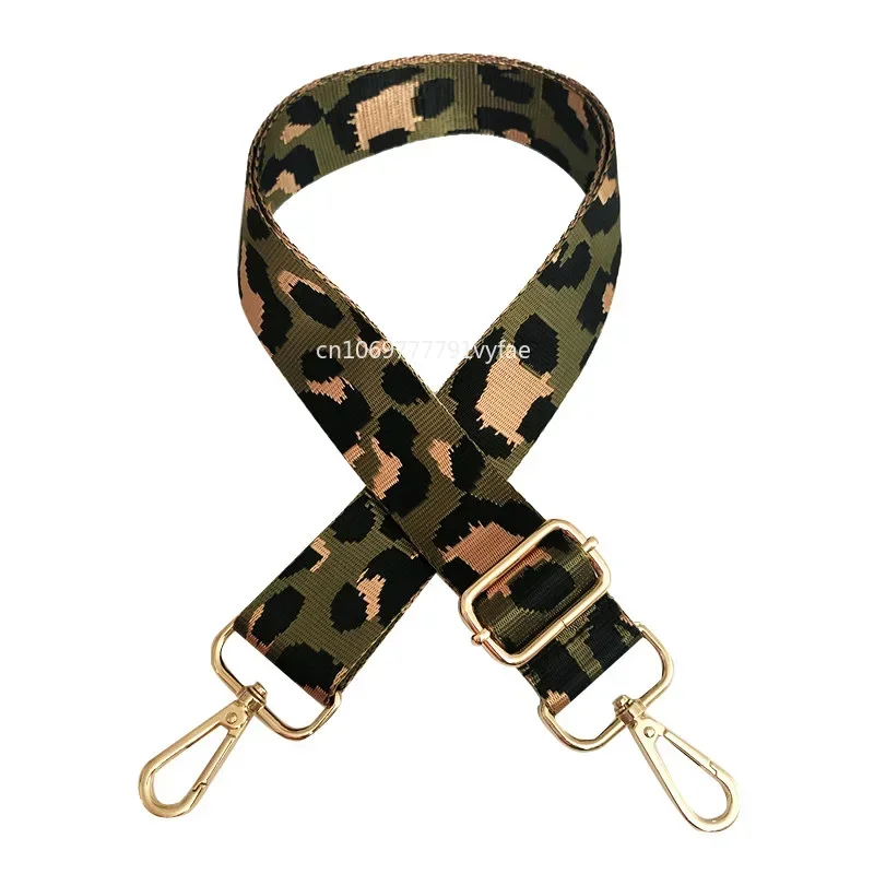 Alça de ombro colorida de nylon para mulheres, acessório de cinto largo, faixa transversal, leopardo, ajustável, fêmea, 3,8 cm