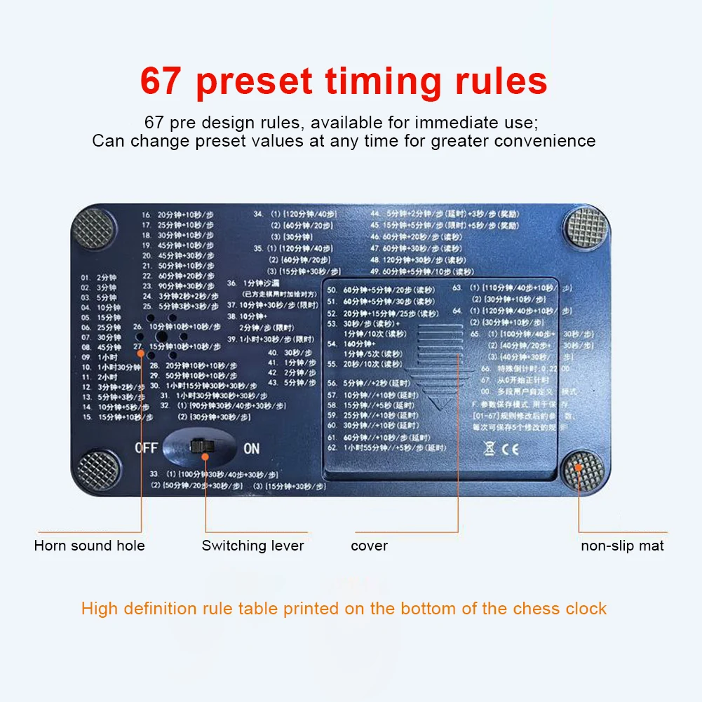 Schaken Digitale timer USB-opladen Count Up Down Timer Multifunctionele schaakklok Urenteller Stopwatch voor persoonlijk gebruik door het hele gezin