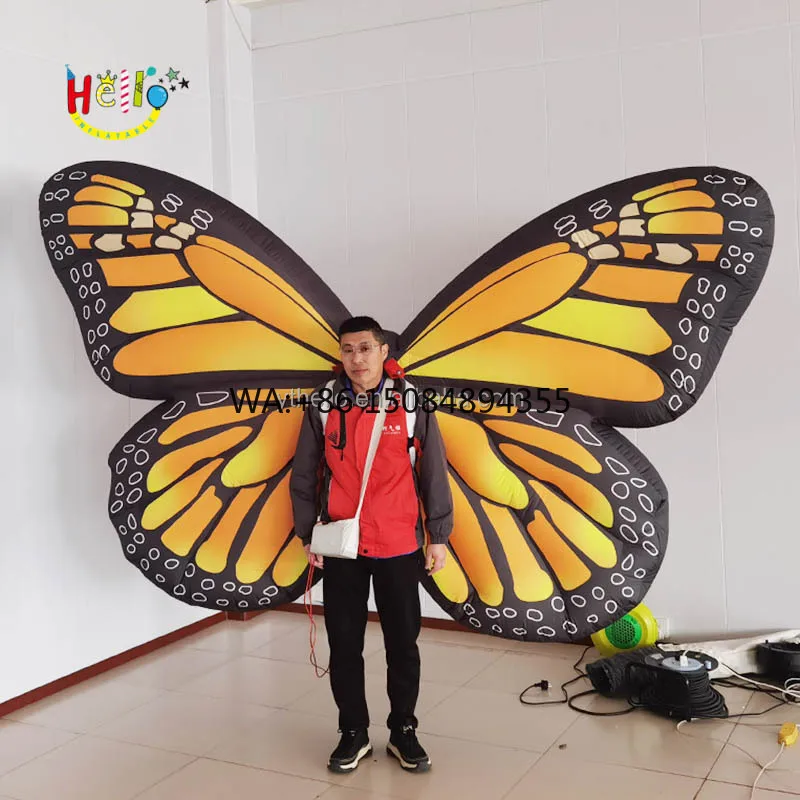 Christmas Parade Giant Inflatable Blue Butterfly Costume for Stage Performance Show