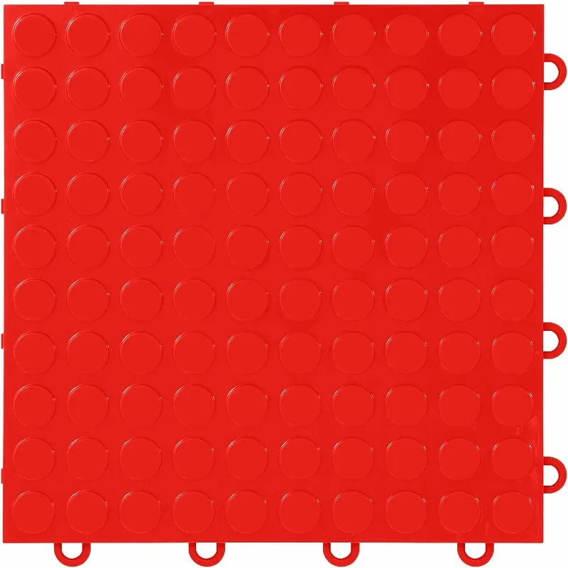 

IncStores FlooringInc's Nitro 12"x12" Snap-Together Non-Slip Interlocking Plastic Floor Mat,Coin Pattern,Red,52 Tiles,52 Sq/Ft