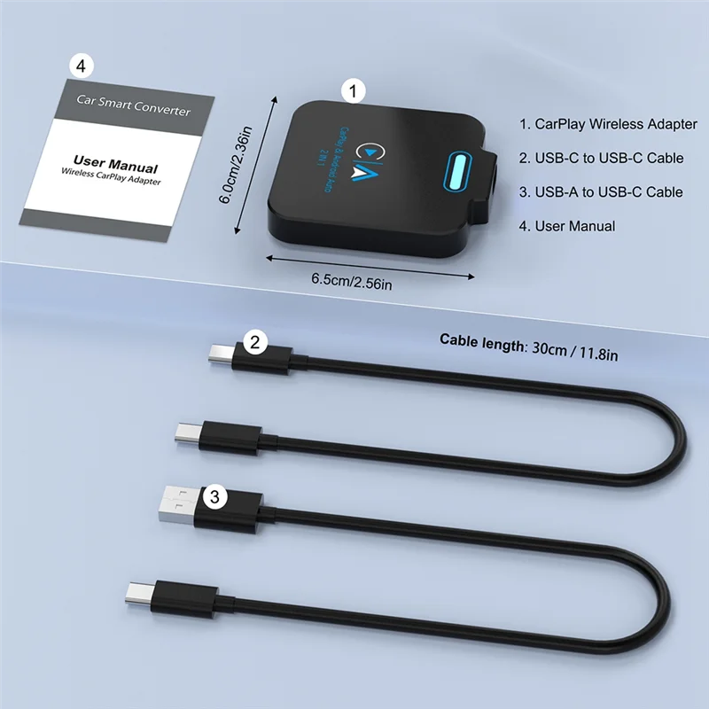 

L53A-2-In-1 Carplay Android Auto Adapter Wireless Carplay Adapter Dongle Plug And Play For Toyota Volvo