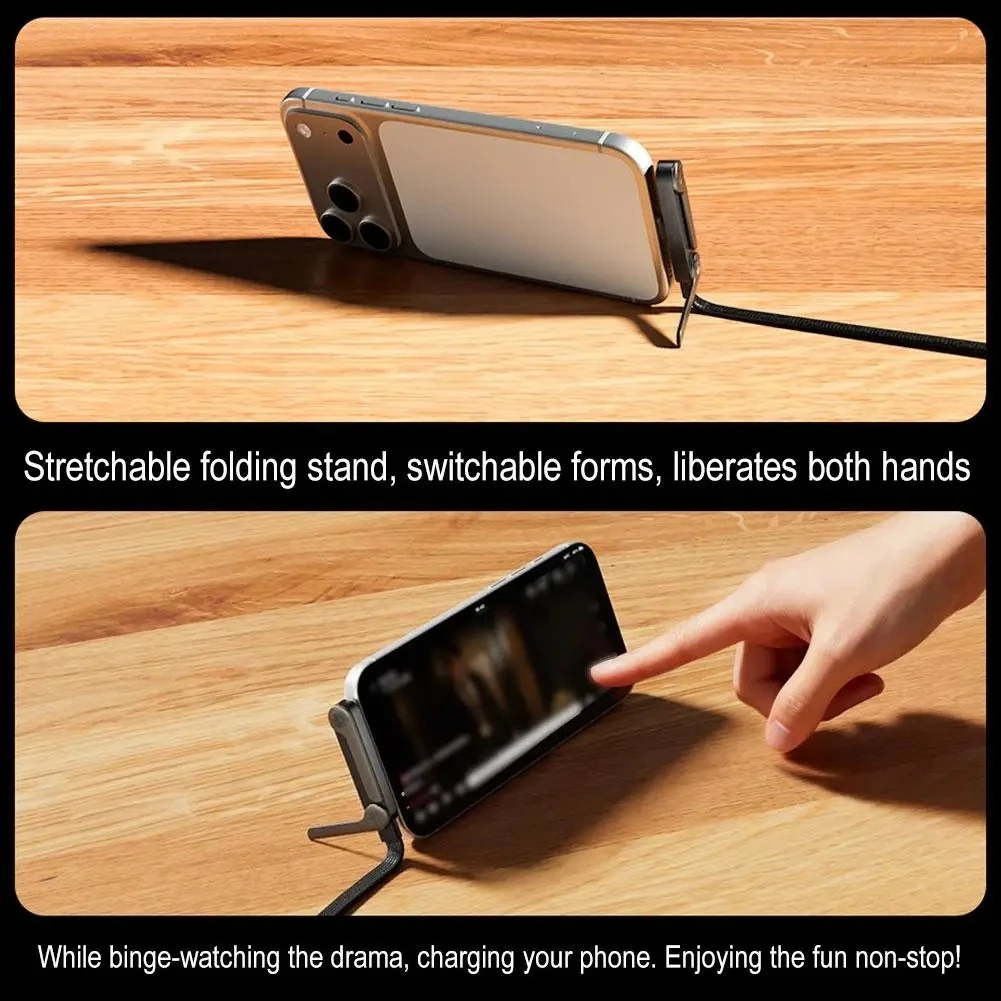 2m 240W Type-C To Type C Cable Elbow Fast Charging Data Cable Foldable Stand Phone Holder For iPhone 17/16/15 Samsung Charger