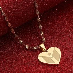 Puerto Rico  Flag Pendant Necklaces Stainless Steel Heart Puerto Ricans Jewelry For Women