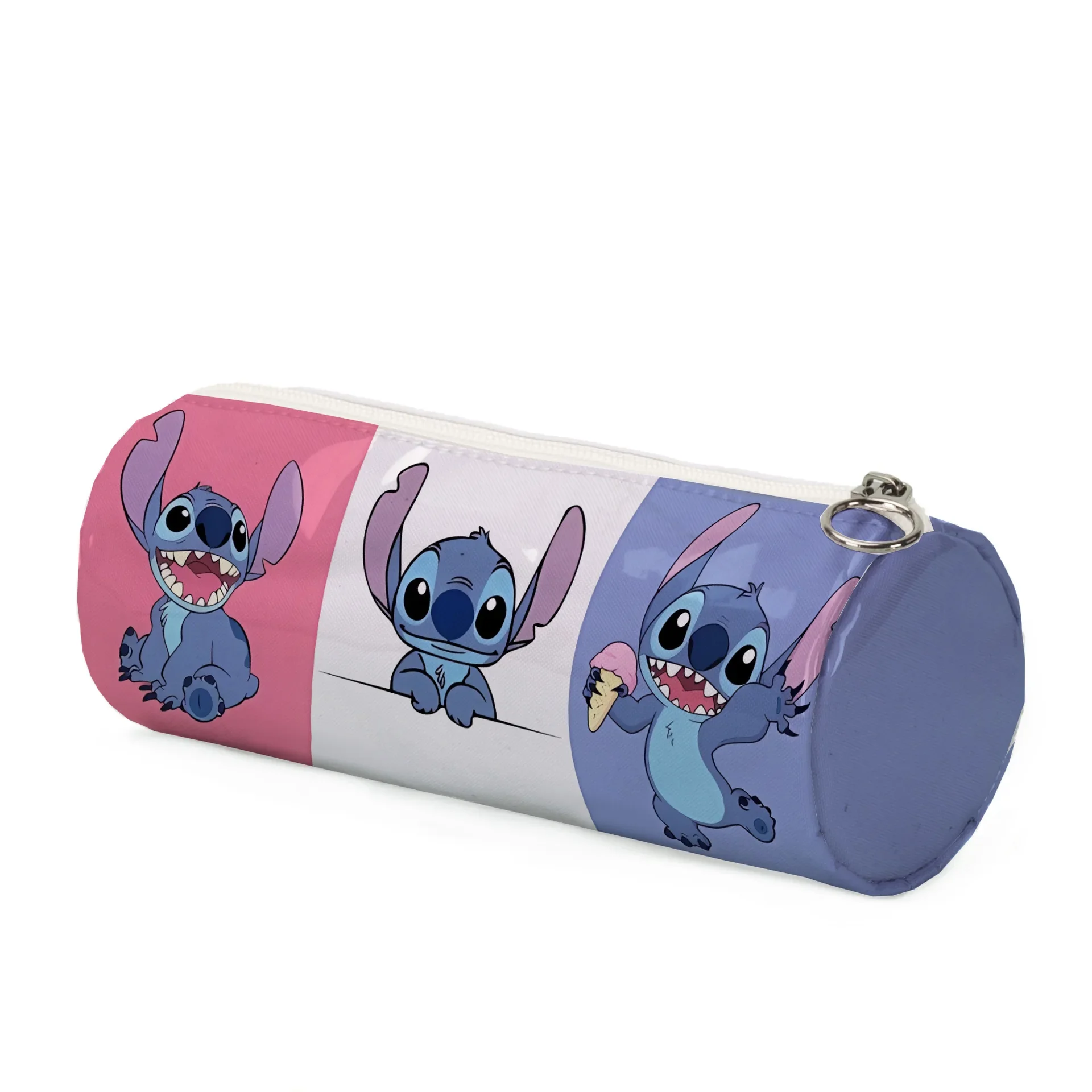 Desenhos animados Disney Stitch Pencil Case, Estudante cilíndrico Lápis Sacos, Saco de papelaria de armazenamento, Presentes infantis