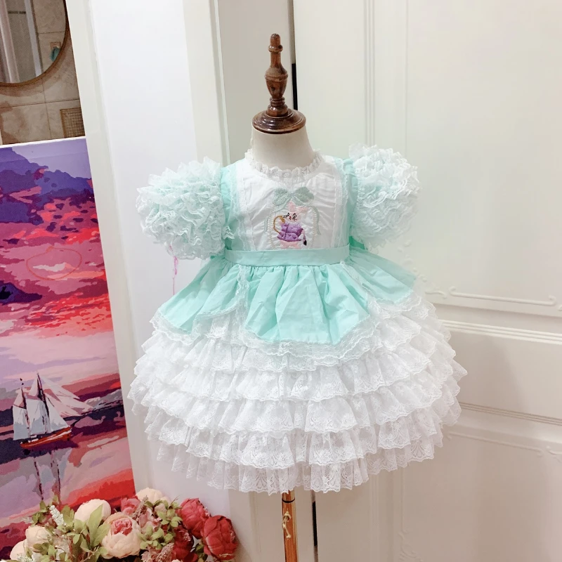 

Spanish Baby Cotton Fashion Sweet vitange rabitt Princess Dress for Girls Flower Girl Dresses for Weddings Eid Dress