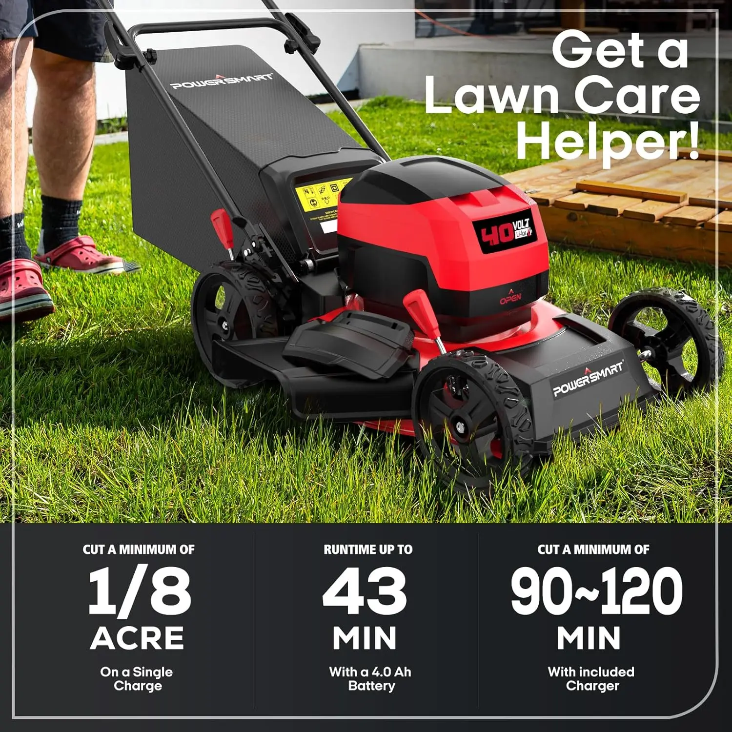 

40V 17" Cordless (Push) Lawn Mower, 4.0Ah Battery and Charger Included