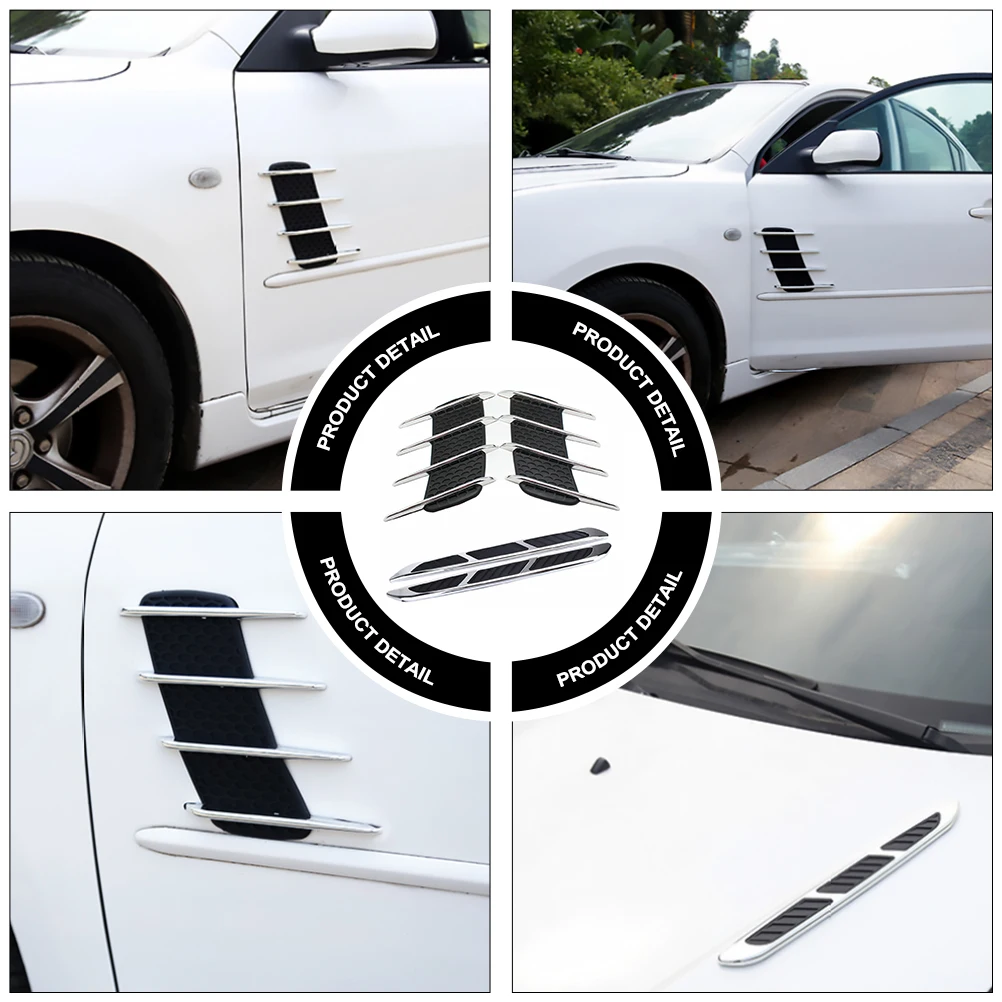 

2 Pairs Car Vent Stickers Hood Bonnet Accessories Stylish Premium Install Universal Fit Car Exterior