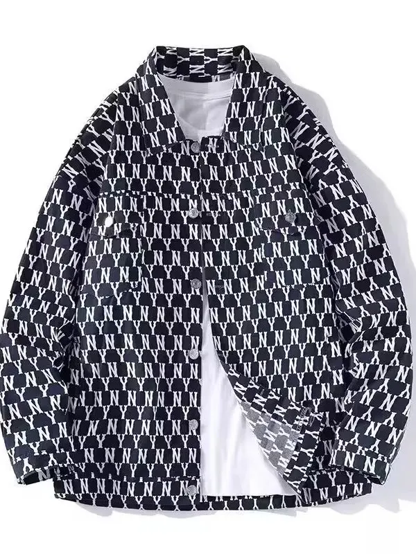 

Casual Printed Letter Long Sve irt Men's Loose Fit Windproof Jaet Stand Sle Daily Wear Spring Autumn Faion