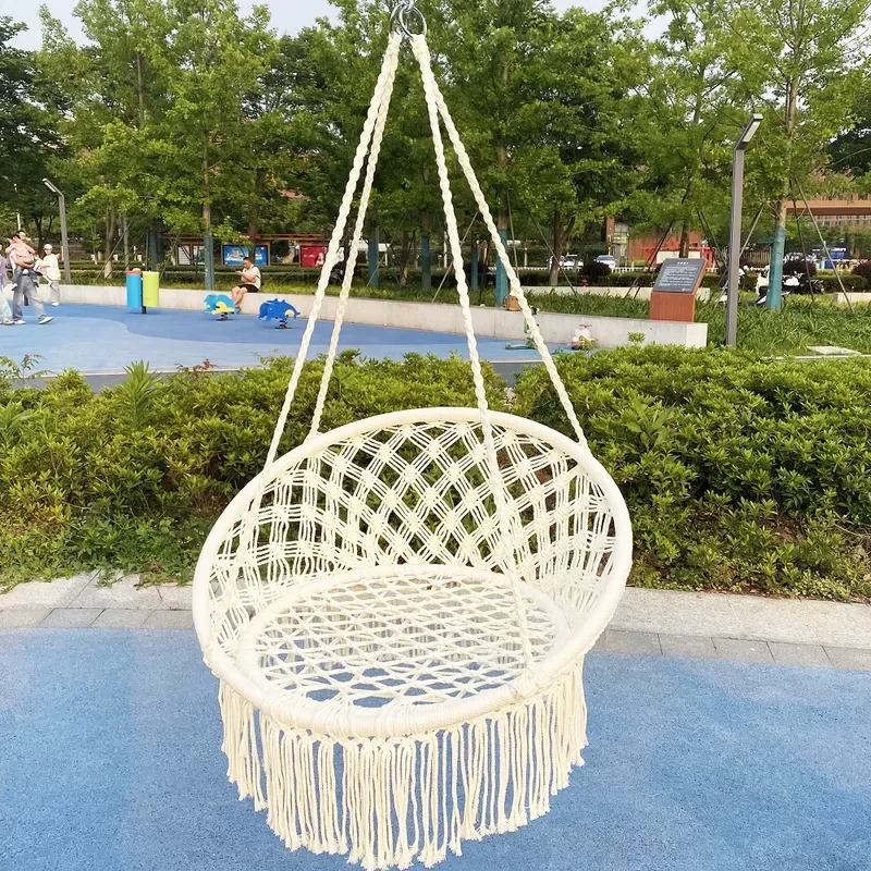 Swing outdoor courtyard fringed cradle chair hanging chair woven balcony hanging basket lazy hanging rocking