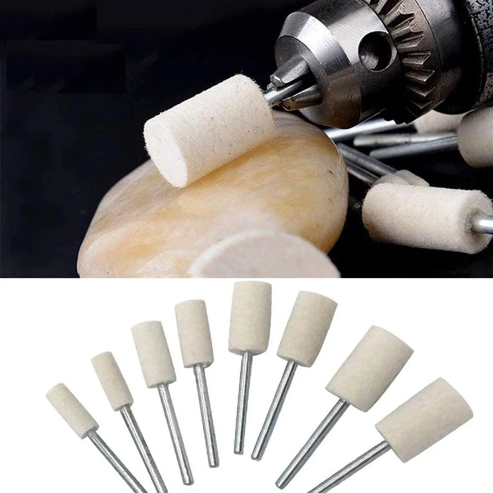 

10PCS Wool Polishing Wheels for Dremel 2.35mm 3mm Shank Felt Buffing Pads Kit Jewelry Metal Polishing & Rotary Tool Accessories