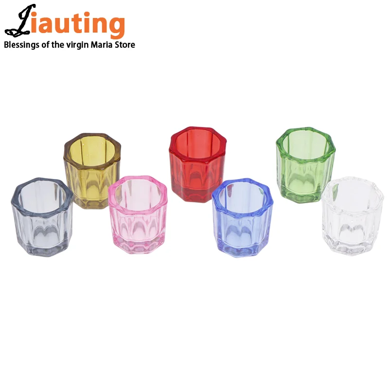 1pcs Dental Glass Mixing Bowl Octagonal Mixing Cup For Dental Powder Manicure Liquid Stirring Container Mixing Cup Tools