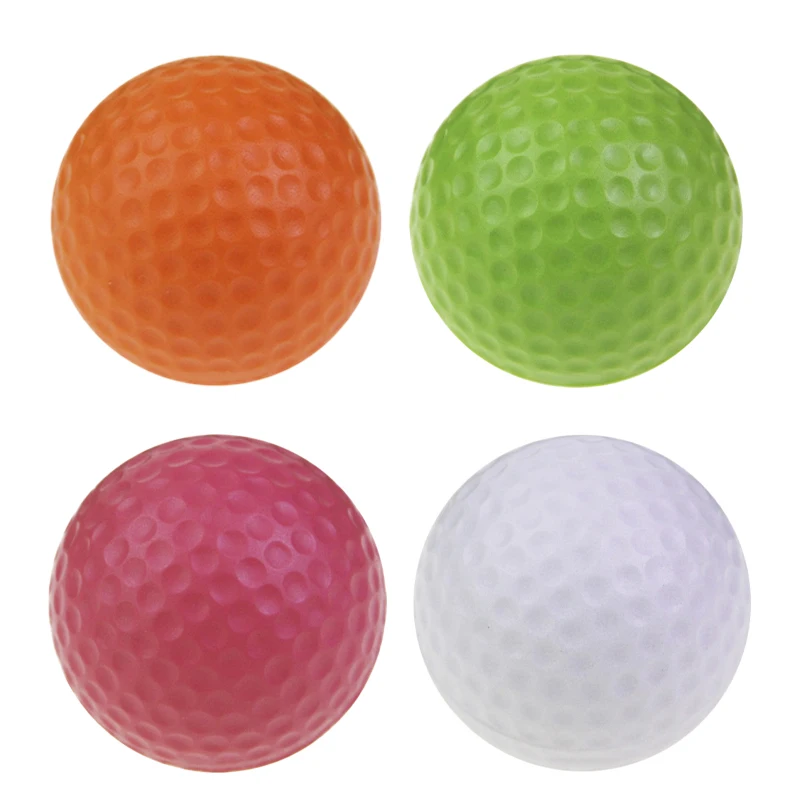 4 قطعة 42 مللي متر كرة جولف ناعمة للتدريب الداخلي والخارجي كرات إسفنجية من البولي يوريثان للاعبي الغولف هدية وردي برتقالي أخضر أبيض اللون