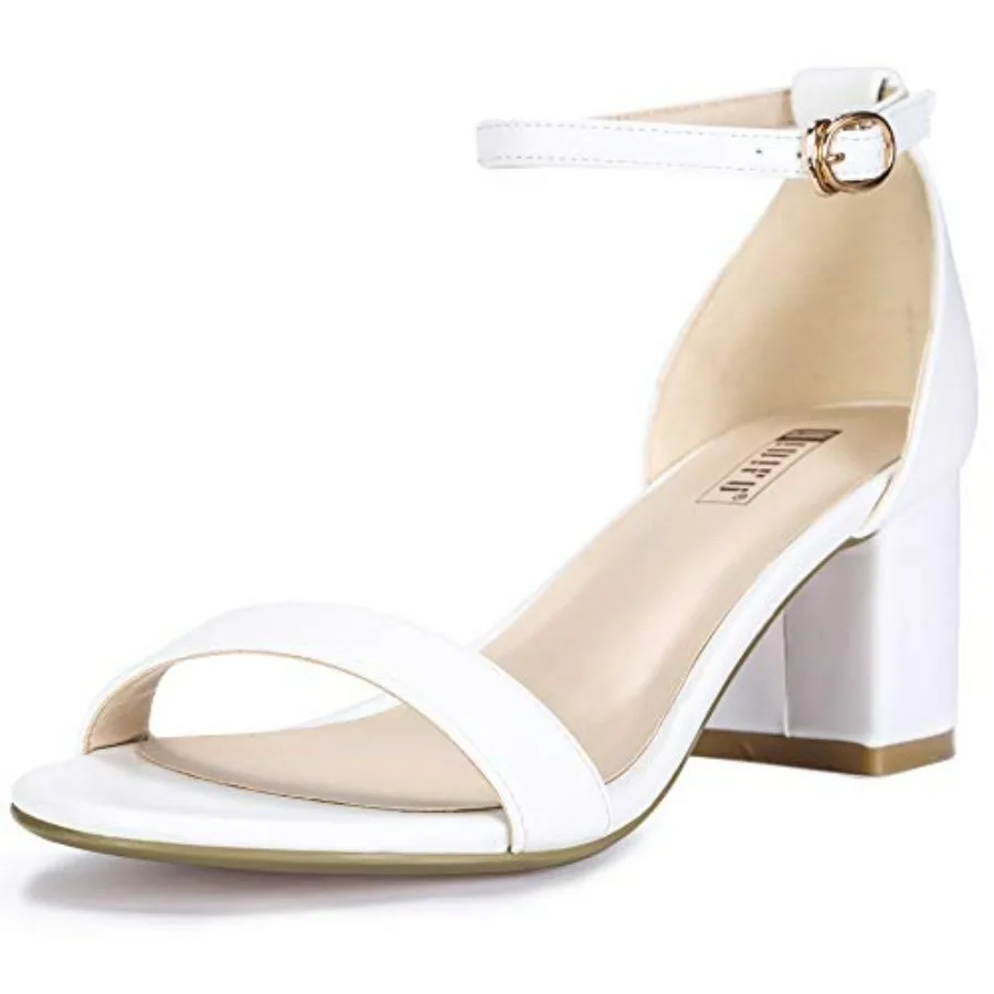 Women's Cookie-LO Low Block Heels Chunky Sandals Ankle Strap Wedding Dress Pump Shoes