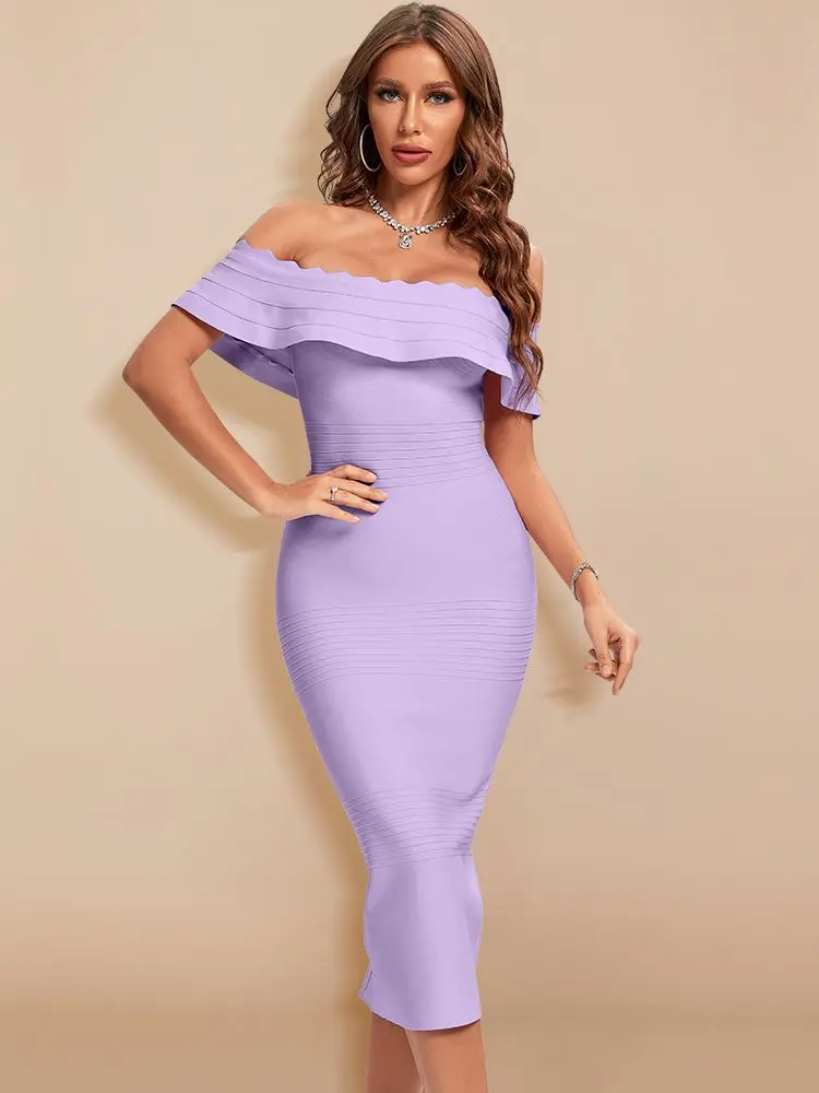 Ruffles Split Bodycon Dress 우아한 여성 럭셔리 레드 이브닝 웨딩 붕대 드레스 XL 연예인 Vestidos Party Maxi