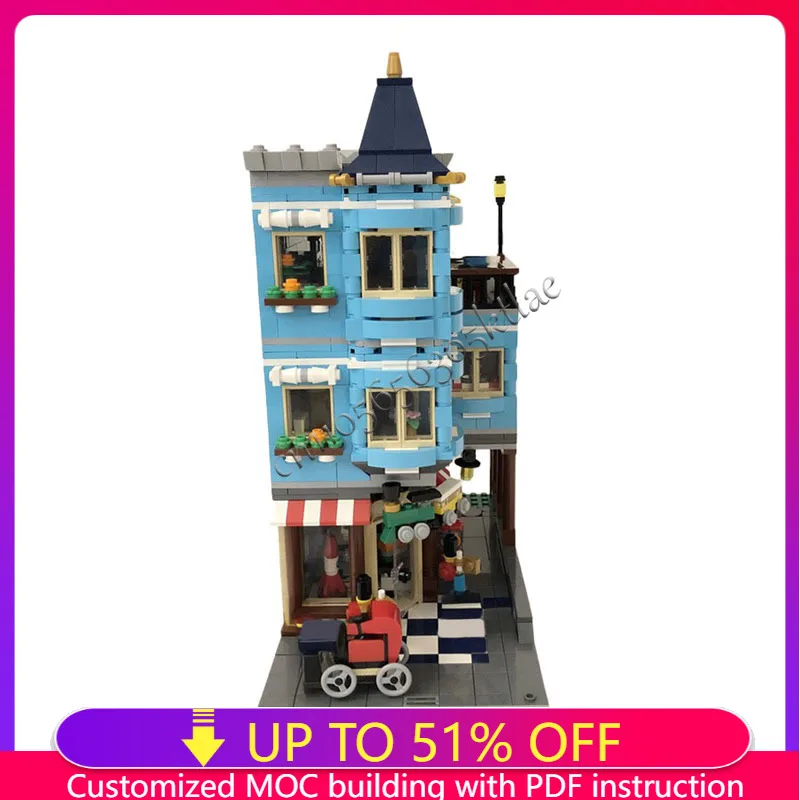 

1556, изысканный городской дом, магазин игрушек, строительные блоки, современная архитектура, набор моделей, игрушки для дисплея, детская сборка, подарки на день рождения